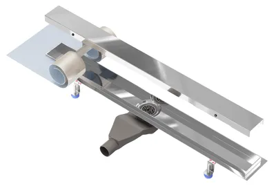Produktbild von NORDONA Hochglanz Edelstahl Duschrinne 80cm Ablauf Mittig Abflussrinne Extraflache Ablaufgarnitur