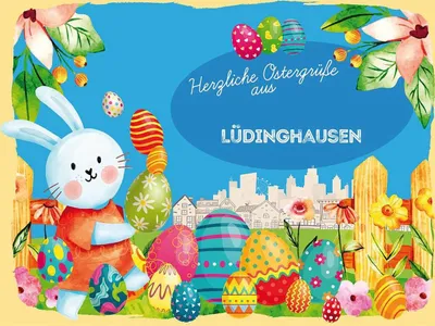 Produktbild von vianmo Holzschild 30x40 cm Ostern Ostergrüße LÜDINGHAUSEN