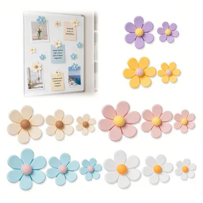 Blumenmagnete, 16 Stück, 6 Farben, 3 Größen, für Kühlschrank & Whiteboard