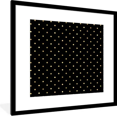 Produktbild von MuchoWow® Gerahmtes Poster Muster - Tupfen - Gold - Schwarz 40x40 cm - Poster mit Schwarzem Bilderrahmen Wandposter Rahmen Foto Bilder - Poster - Plakat im Rahmen