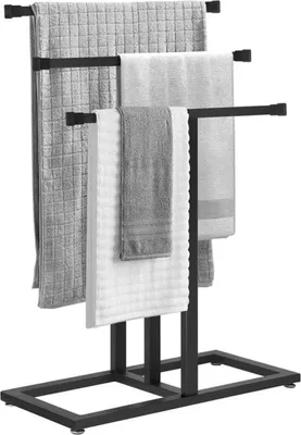 Produktbild von Stabiler Handtuchständer aus Metall, 3-stöckig, 86x29x58 cm, schwarz