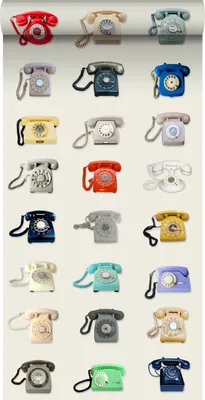 Zdjęcie produktu dla ESTAhome Tapeta XXL retro telefony beżowym,szarym,czerwonymIniebieskim 50 x 900 cm