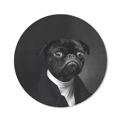 Produktbild von MuchoWow® Mauspad Mousepad Alte Meister - Mops - Schwarz und Weiß 20x20 cm - Mousepads - Maus Mat - Pad - Mausunterlage - Schreibtischmatte