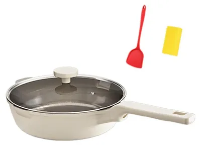 Image de Poêle antiadhésive avec couvercle en verre, 28 cm, compatible induction, revêtement en titane