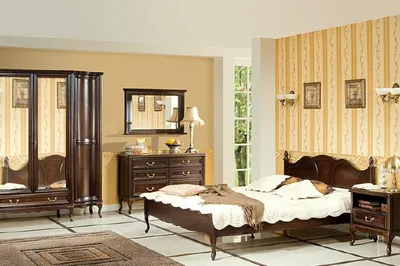 Produktbild von Italienische Stil Möbel Bett Nachttische Keierschrank Kommode Spiegel Komplett