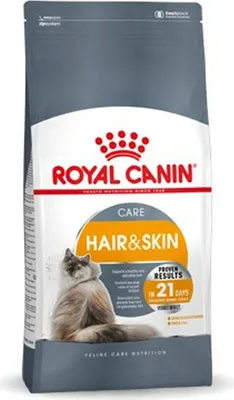 A bag of Royal Canin Feline Hair & Skin Care cat food.