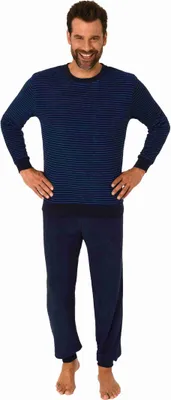 Obrázok produktu pre Pánske uterákové pyžamo s dlhými rukávmi a manžetami - aj v plusových veľkostiach - 222 13 803 ; modré , 50