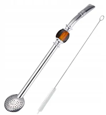 Obrázek produktu pro Bombilla na yerba mate s jantarovým kamenem, 21 cm + čistič