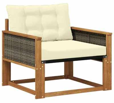 Produktbild von vidaXL Outdoor Mittelsofa Massives Akazienholz und Textilene Natur