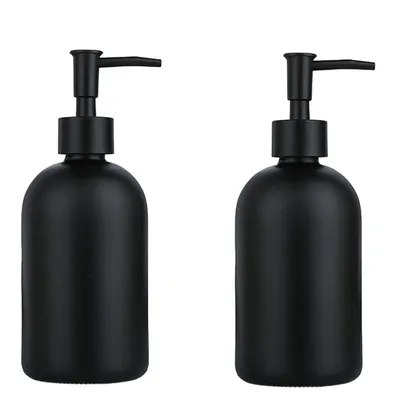Produktbild von Pack Seifenspender Glas mit Pumpe, Flüssigseifenspender für Spülmittel, Shampoo und Lotion, Nachfüllbar SeifenspenderSchwarz