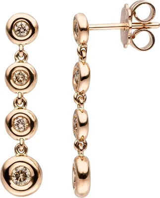 Produktbild von JOBO Ohrhänger 585 Gold Rotgold 8 Diamanten Brillanten braun Ohrringe Diamantohrringe