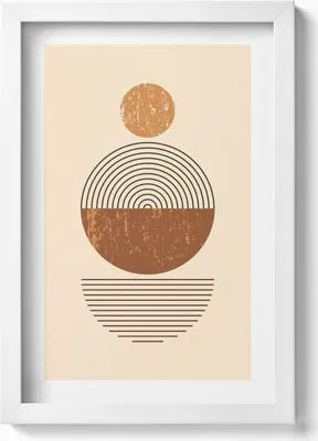 Produktbild von Geometrische Kunst im Boho-Stil– Wandbild mit Rahmen – Gerahmtes Bild  – Wanddekoration – 20x30 cm – Weiß