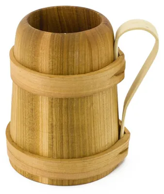 Produktbild von rustikaler Humpen, Krug oder Bierkrug konisch aus Holz 0,5l