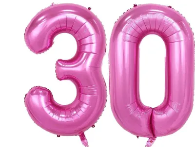 Produktbild von Folienballon Set Nummer 30, Pink, 100 cm, für Heliumbefüllung