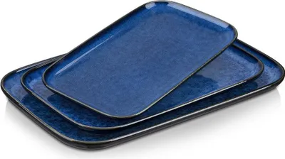 Image de Set d'assiettes de service, vancasso STERN Set de 3 assiettes rectangulaires, vaisselle Assiettes de service en faïence