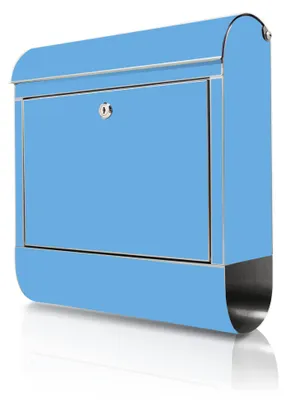 Produktbild von banjado Edelstahl Briefkasten mit Zeitungsfach mit Motiv Pastellblau großer Design Postkasten rostfrei, A4 Einwurf [BKGE2-0019]