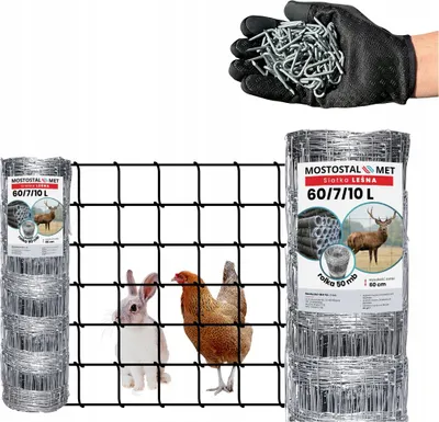 Image de Clôture anti-gibier - Hauteur 60 cm - Longueur 50 m - Clôture en fil de fer galvanisé - Protection contre le gibier - Treillis noué - Résistante aux intempéries - Légère et durable