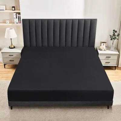 Obrázok produktu pre Vodotesné chrániče matracov 120 x 200 cm, bavlna, priedušné prestieradlo, kvalitné bavlnené prestieradlo, podložka proti inkontinencii, prateľné na 60 °C, čierne