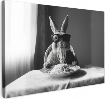 Produktbild von Leinwand Bilder 60x40 cm - Tiere, Komisch - Kaninchen, Wandbilder, Wanddeko Wohnzimmer, Bild