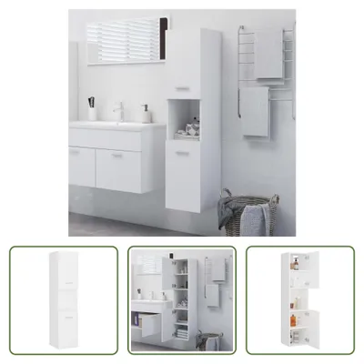 Obrázek produktu pro The Living Store Koupelnová skříňka White 30x30x130 cm Materiál na bázi dřeva