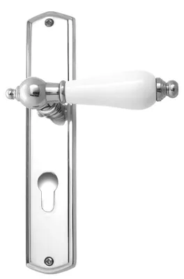 Produktbild von Oscar R039 Ghidini Türgriff-Langschild-Garnitur M4 glanzchrom Handhabe weiß  (Lochung: PZ) Lochung: PZ