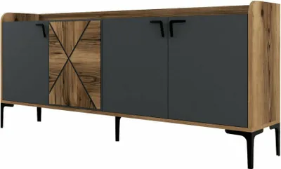 Immagine prodotto di Dmora Credenza Also 35x180x78h cm Nero Antracite, Apertura Battente 3 Ante