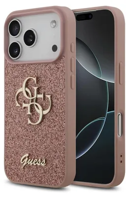 Obrázok produktu pre Puzdro na mobilný telefón pre iPhone 17 Pro Max, Guess Fixed Glitter Big 4G, ružové trblietky