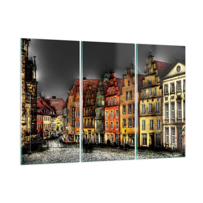 Produktbild von Bilder auf glas - Bunte Häuser historische Denkmäler - 105x70cm - Glasbilder - Wandbilder - Kunstdruck - Wanddekoration aus Glas - Glas Bilder - Wandbild auf Glas - GCE105x70-0251
