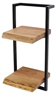 Productafbeelding van FURNLUX Wandplank met rand, acaciahout en zwart, 30 cm / Hoofdkleur: bruin / Afmetingen: 30 x 65 x 25 cm