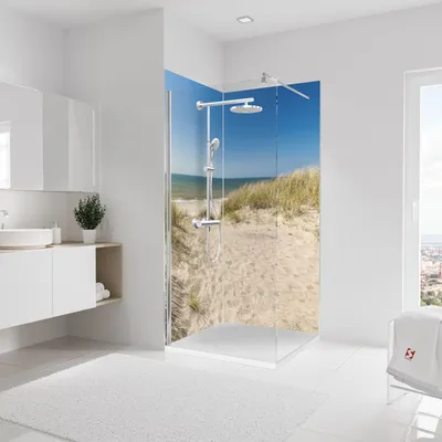 Produktbild von Schulte Duschrückwand Set über Eck, Neue Dünen, 2 x 90x210 cm, Wandverkleidung , Aluminiumverbundplatte, fugenloser Fliesenersatz