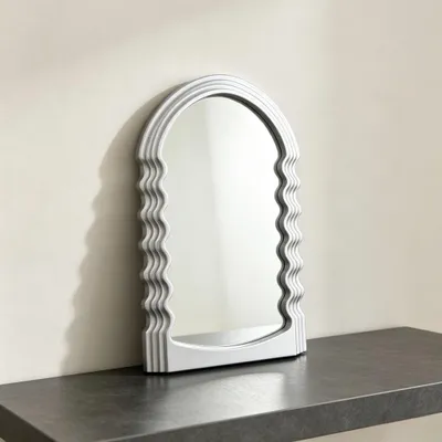 Gebogener Kosmetikspiegel 26x41 cm, silber, Wandmontage