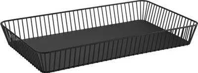 Produktbild von APS 30414 GN 1/1 Korb URBAN, Metall, schwarz, mit Antirutsch-Füßchen, 53 x 32,5 cm, Höhe 7,5 cm