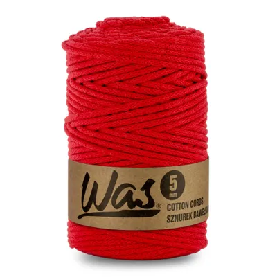 Produktbild von Baumwollkordel Geflochtene Baumwollschnur Polyesterkernschnur Für Makramee Makramee-Seil Bastelkordel 5mm 100m Rot DIY WAS