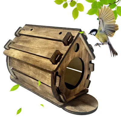 Imagen del producto de Casetilla de pájaros de madera, apta para interior y exterior, para todas las estaciones
