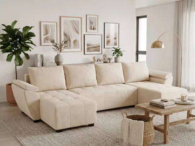 Zdjęcie produktu dla Sofa w kształcie litery U LIVARO 305x140, kremowa