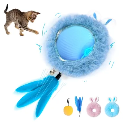 Produktbild von Interaktives Katzenspielzeug Ball mit Schwanz für Selbstbeschäftigung – Rollender Ball für Katzen mit 3 Spielmodi