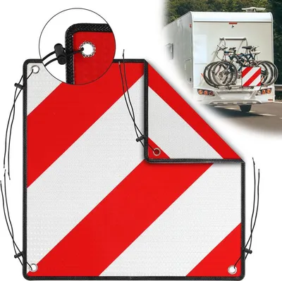 Obrázok produktu pre Výstražná značka Bettizia 2v1 Španielsko a Taliansko z hliníka 50 x 50 cm Výstražná značka pre nosiče bicyklov a zadné nosiče červená biela