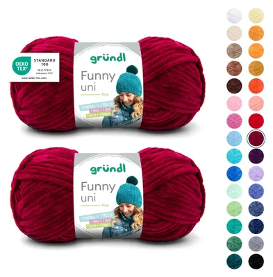 Produktbild von Gründl Wolle Funny uni Chenille Wolle 2 Knäuel 100 g, Bordeaux