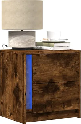 Produktbild von vidaXL Nachttisch mit LED-Leuchten Räuchereiche Holzwerkstoff
