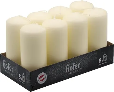 Obrázok produktu pre Sada 8 sviečok HOFER v tvare slonovej kosti - 4,5x11 cm - 20 h horenia - bez kvapkania a dymu - dekoratívne sviečky na svadby a oslavy