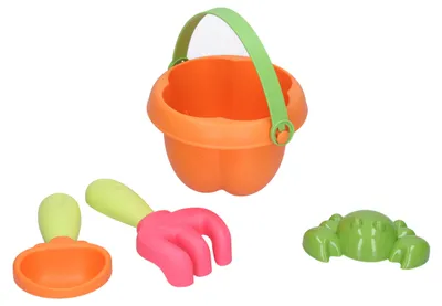 Produktbild von Wiky Sandspielzeug Set 5-teilig mit Eimer Schaufel Rechen 2 Förmchen