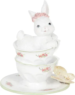 Zdjęcie produktu dla Clayre & Eef Figurka Królik 12x12x15 cm Biały polyresin