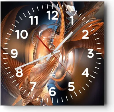 Produktbild von Wanduhr - Quadrat - Glasuhr - Grafik konzept abstraktion - 40x40cm - Schleichendes Uhrwerk - Lautlos - zum Aufhängen bereit - Dekoration Modern - Wanddekoration aus Glas - C4AC40x40-2332