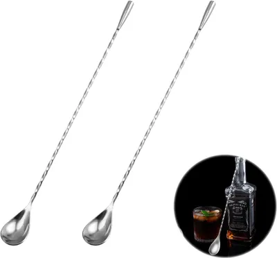Imagen del producto de Acero inoxidable - Mango de 30 cm de largo - Cuchara para cócteles - Varilla mezcladora para bebidas