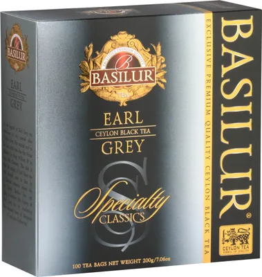 Produktbild von BASILUR Earl Grey- Ceylon-Schwarztee mit Bergamotteöl im Beutel, 100x2g x 1 Stück