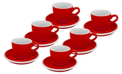 Produktbild von 6-teiliges Set - Pressotasse mit Untertasse Roma, 75 ml, rot