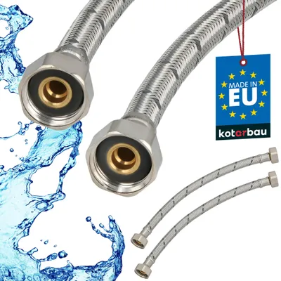 Produktbild von KOTARBAU® 2er Set Flexschlauch 1/2 Zoll Wasserschlauch 30cm Panzerschlauch 1/2“x1/2“ Anschlussschlauch Armatur Schlauch Wasserhahn Edelstahlummantelt