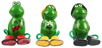 3er-Set Froschfiguren aus Harz für Garten, bunt