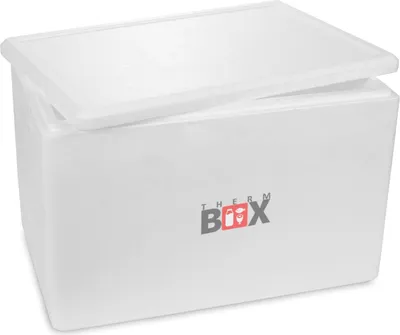 Produktbild von THERM-BOX Styroporbox 61W Innen: 53x33x34cm Wand: 3cm Volumen: 61,5L Isolierbox Kühlbox Warmhaltebox Wiederverwendbar