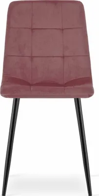 Image de Chaise - Leobert - Kara - Velours Rose/Pieds Noirs - 45 X 50,5 X 87 Cm - Lot De 4